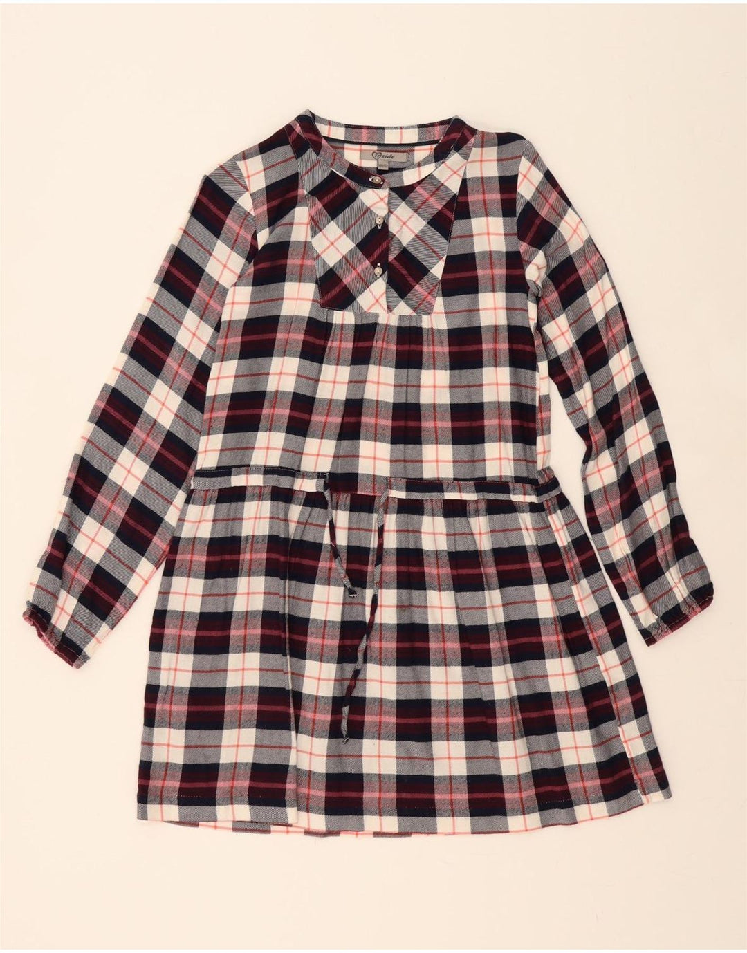 Vintage-Pullover-Hemdkleid für Mädchen, 11–12 Jahre, mehrfarbig, kariert, Baumwolle