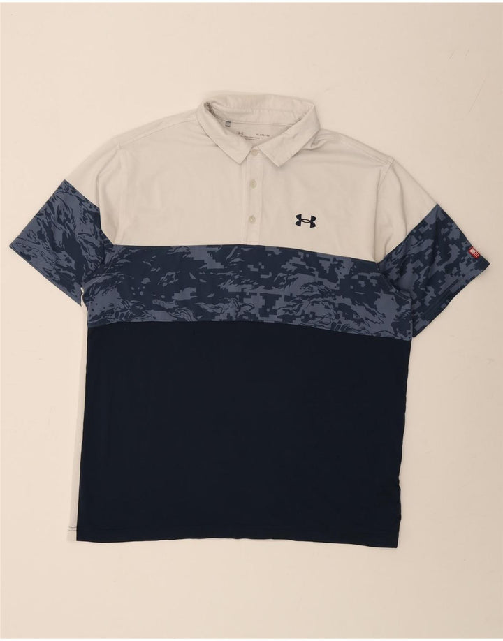 UNDER ARMOUR Herren-Poloshirt XL, weißes Colourblock-Polyester