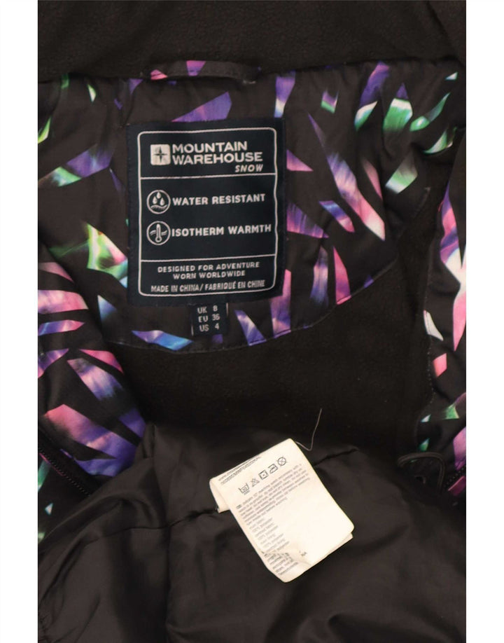 Mountain Warehouse Damen-Skijacke mit Kapuze, Größe S, Schwarz, geometrisch