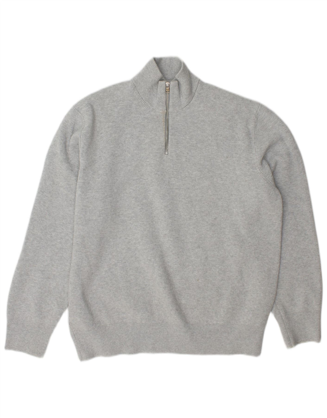 Marks & Spencer Herren-Pullover mit Reißverschluss am Hals, XL, grau, Polyester