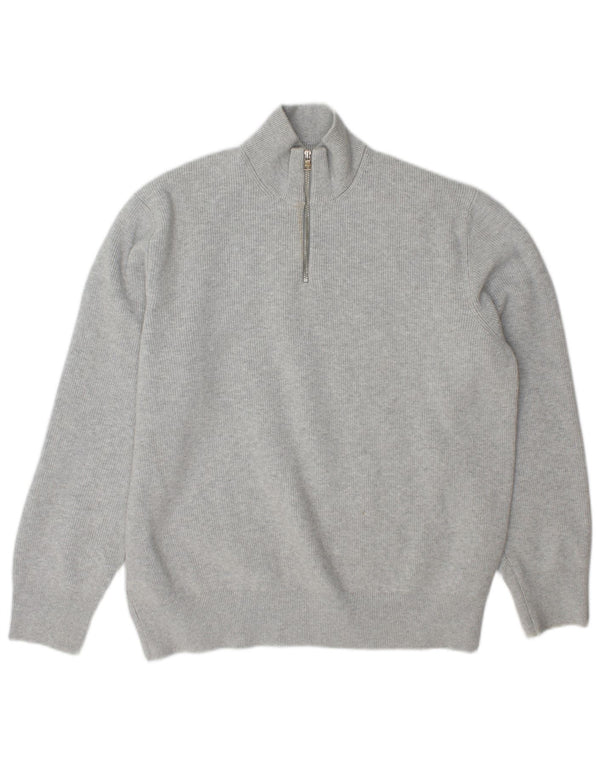 Marks & Spencer Herren-Pullover mit Reißverschluss am Hals, XL, grau, Polyester
