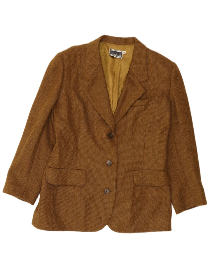 Luisa Spagnoli Damen 3-Knopf-Blazerjacke IT 46 Große braune Wolle