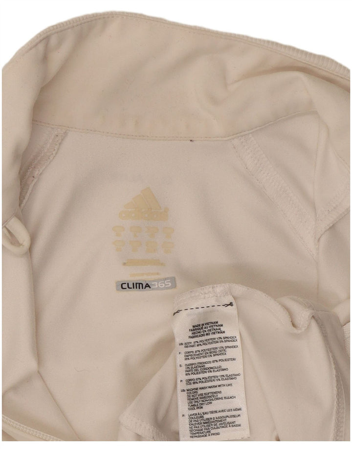 Adidas Damen Trainingsanzug Top Jacke UK 16 Large Weiß Polyester