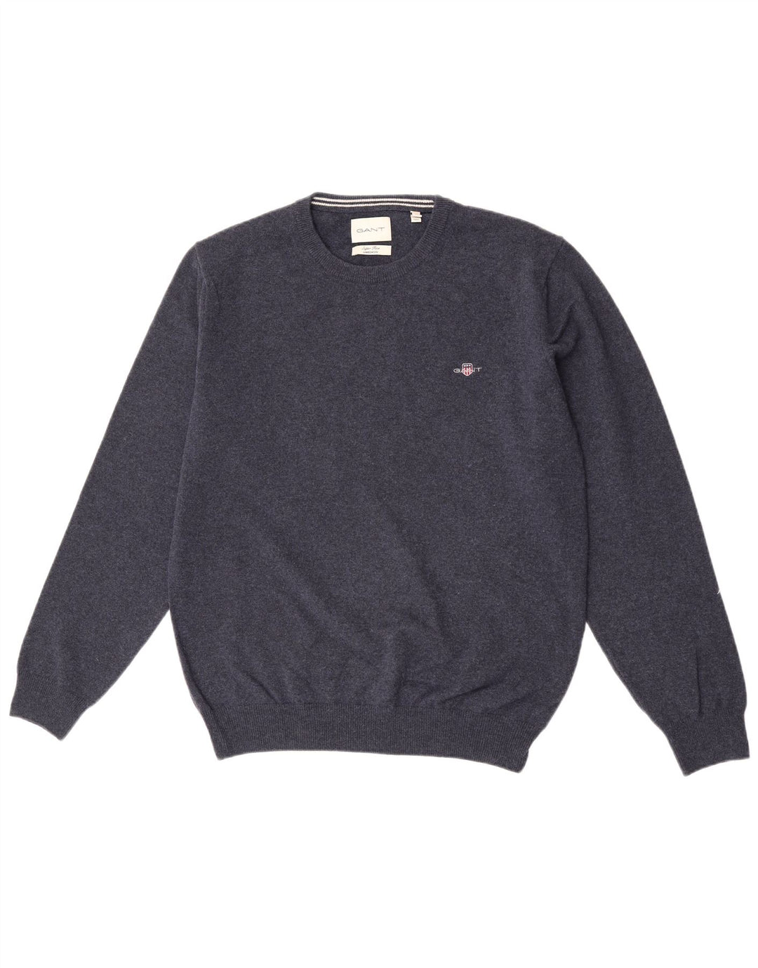 Gant Herren-Pullover mit Rundhalsausschnitt, groß, marineblaue Lammwolle