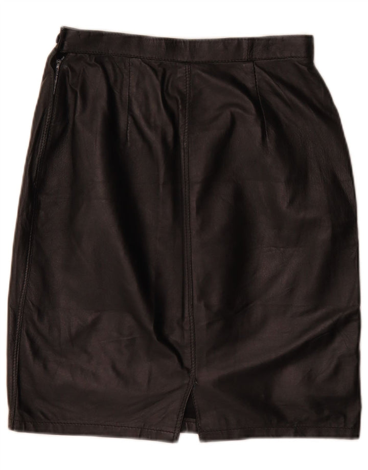 Vintage Damen Leder Bleistiftrock W26 Small Schwarz