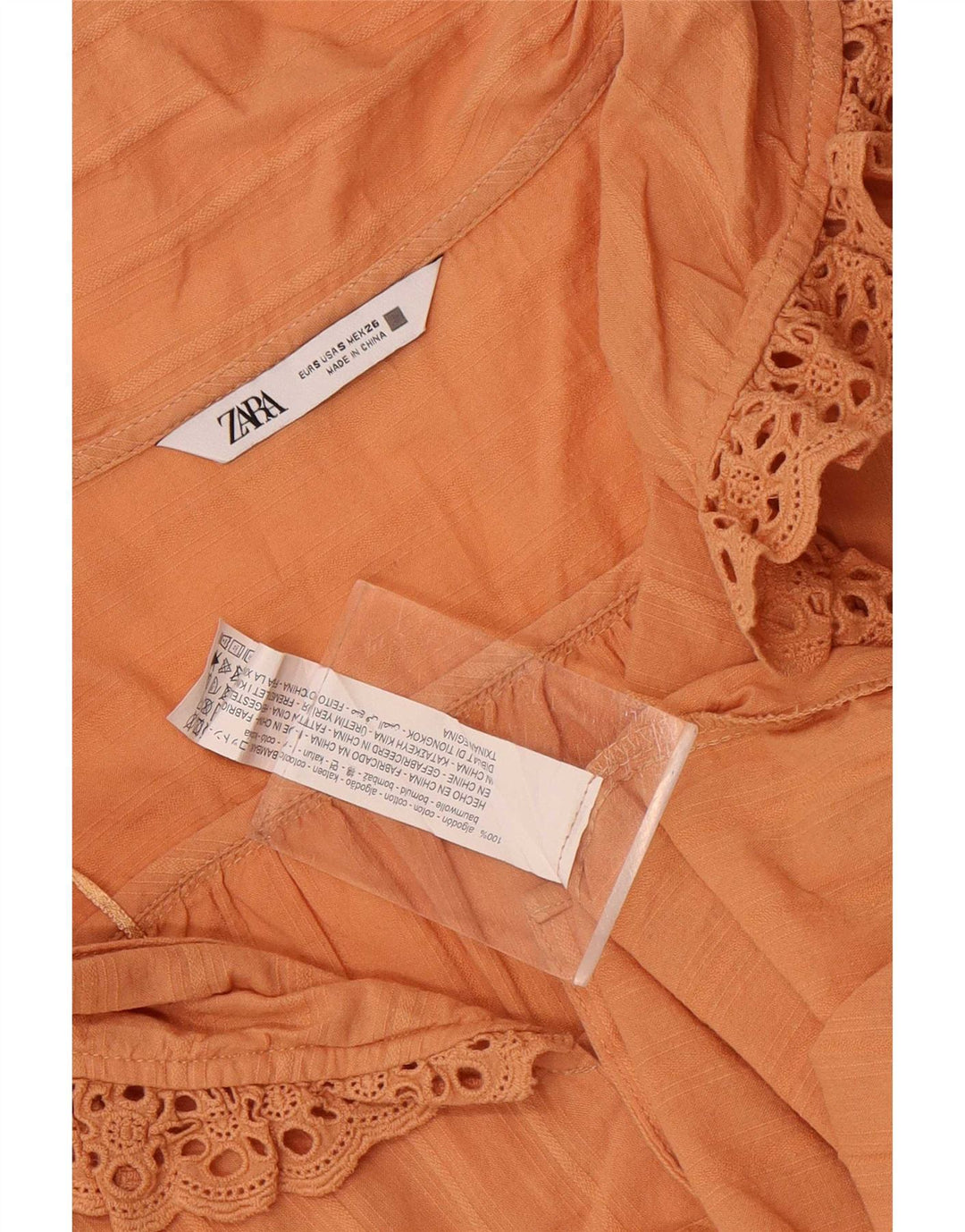 Übergroße Hemdbluse für Damen von Zara, Gr. 10, Größe S, Orange, Baumwolle