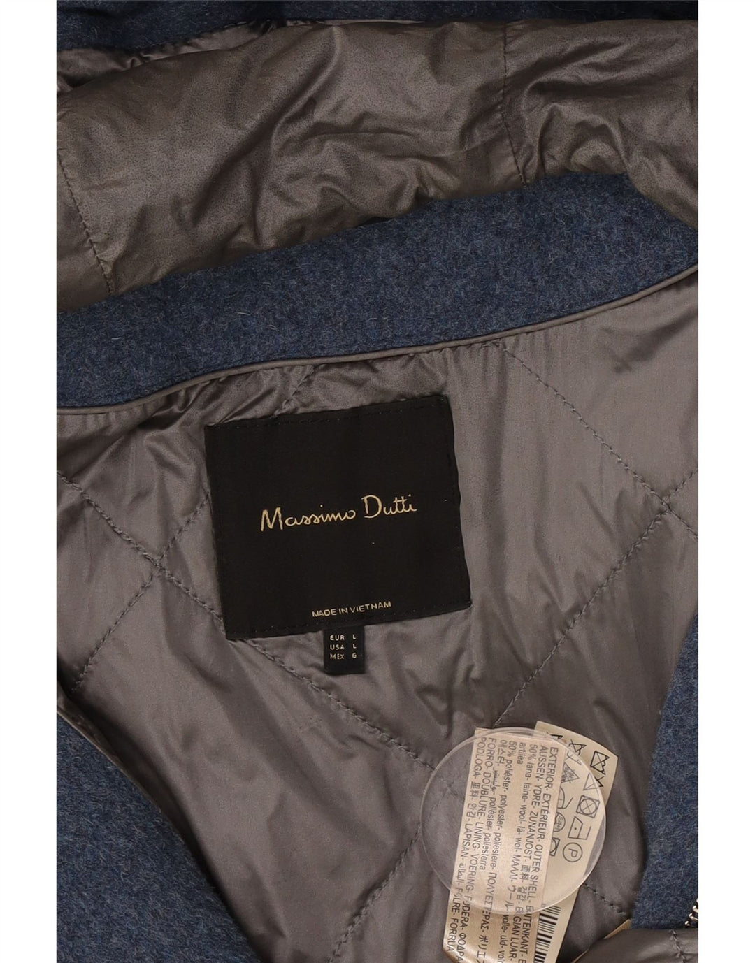 Massimo Dutti Damen-Übergroßer Mantel mit Kapuze, UK 16, große blaue Wolle