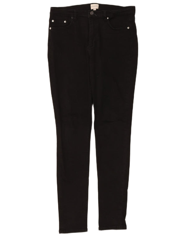 French Connection Damen Skinny Jeans UK 14 Large W34 L32 Schwarze Baumwolle