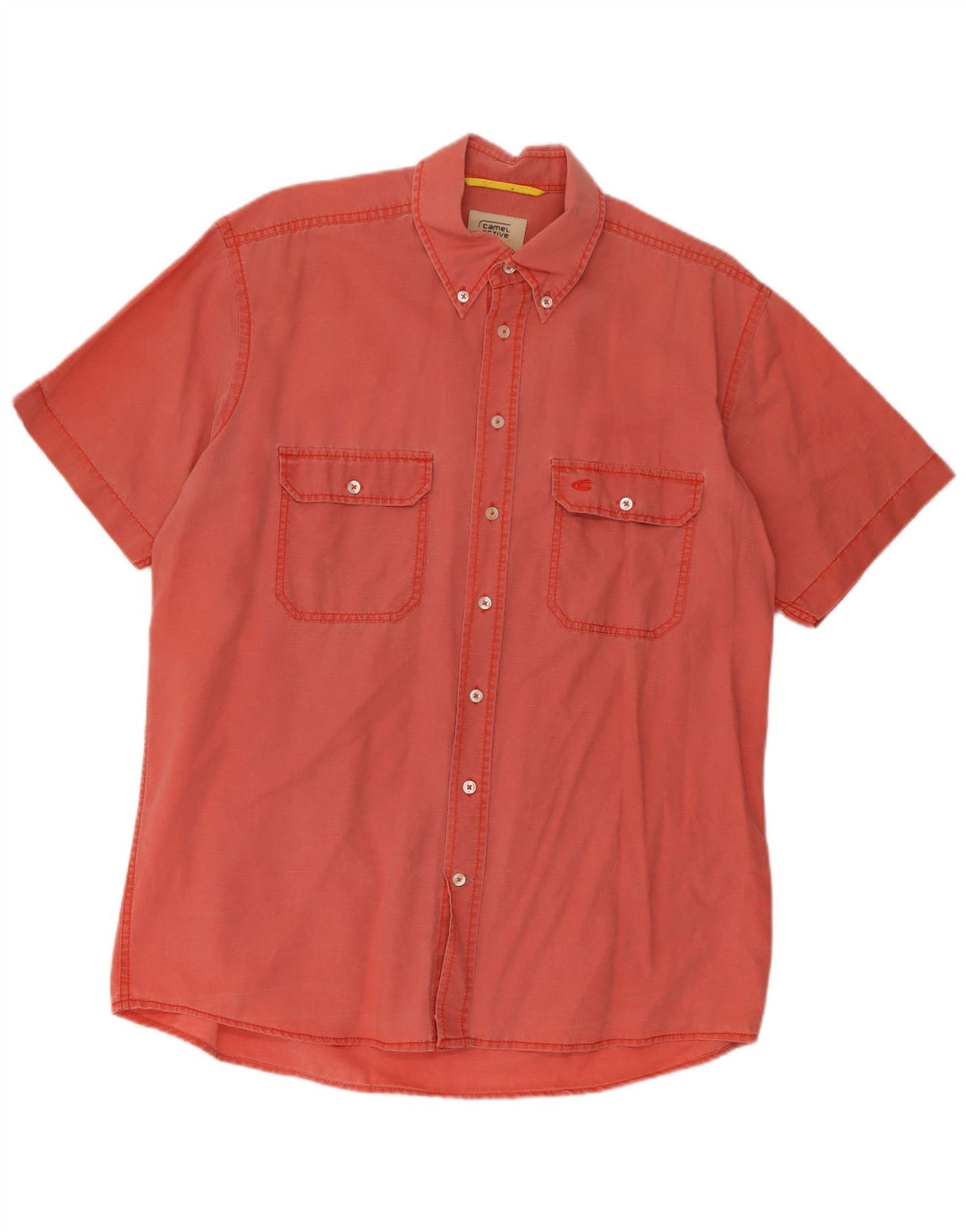 Camel Active Herren-Kurzarmhemd, groß, rosa, Baumwolle