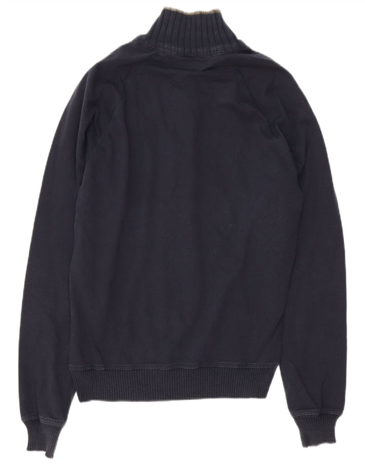 Zara Herren-Pullover mit Reißverschluss am Hals, mittleres Marineblau gestreift