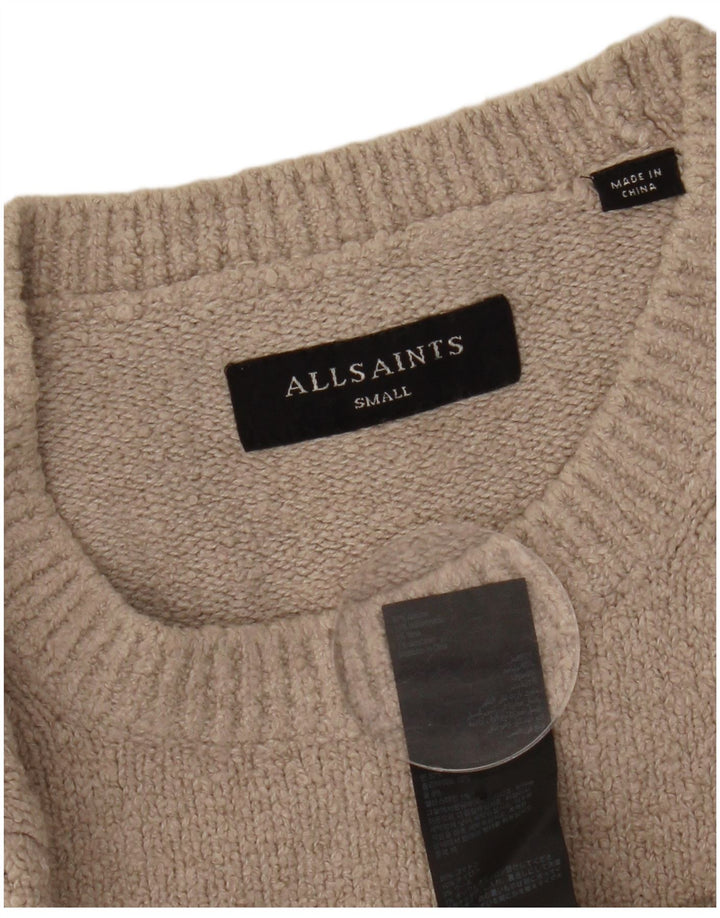 ALL SAINTS Herren-Pullover mit Rundhalsausschnitt, Größe S, beige, Baumwolle