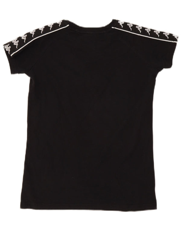 Kappa Womens Graphic T-Shirt Top UK 10 Small Schwarz Baumwolle