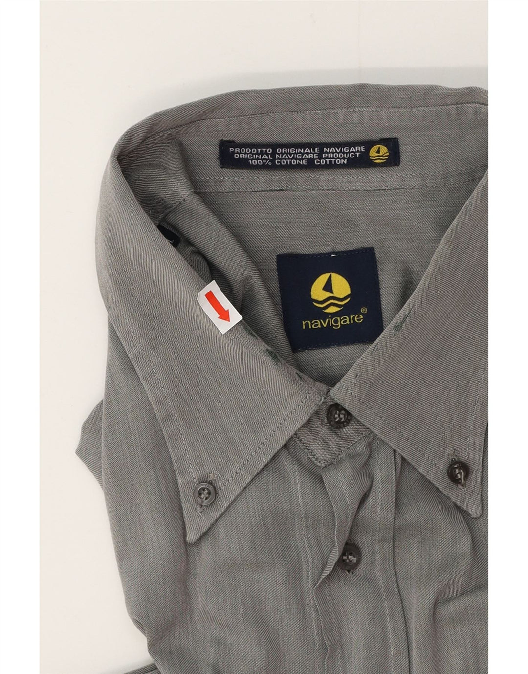 NAVIGARE Mens Shirt 2XL Grey Cotton Vintage Navigare and Second-Hand Navigare from Messina Hembry 