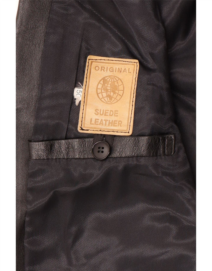 Vintage Herren 2 Knopf Leder Blazer Jacke IT 50 Großes schwarzes Leder