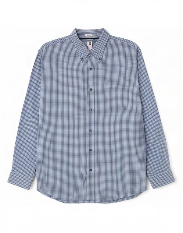 Gap Herren-Hemd mit klassischer Passform, 2XL, blaues Gingham-Baumwolle