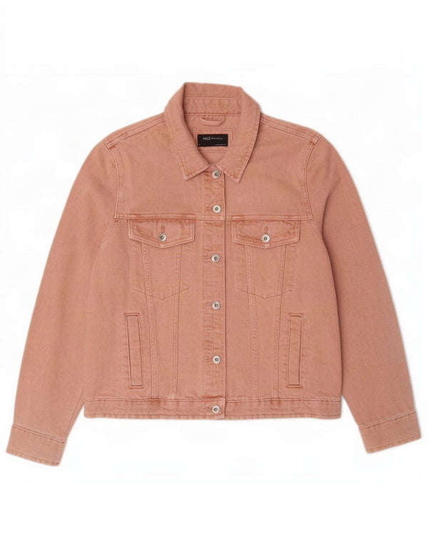 Marks & Spencer Damen Jeansjacke UK 16 Large Rosa Baumwolle