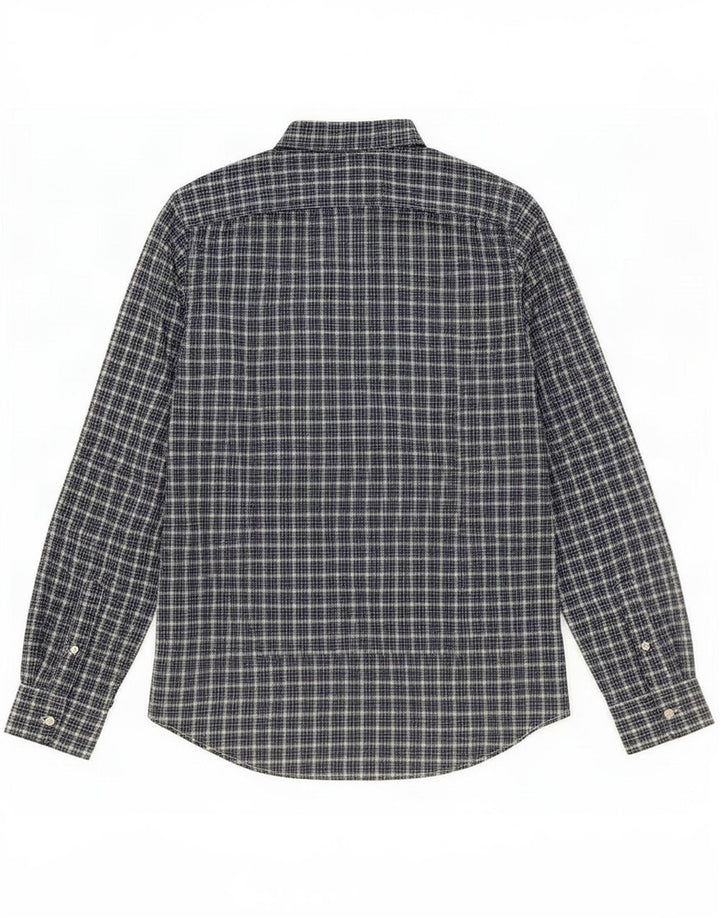 Benetton Herrenhemd, klein, blau kariert, Baumwolle