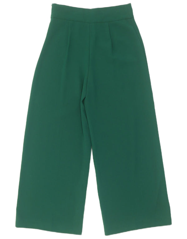 Zara Damen-Freizeithose mit hoher Taille und weitem Bein, Größe S, W26, L26, Grün