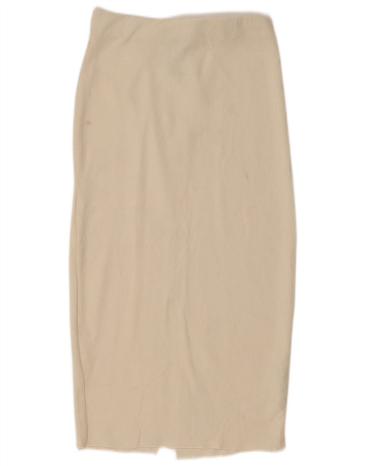 Zara Damen Midirock Small W26 Off White Cotton