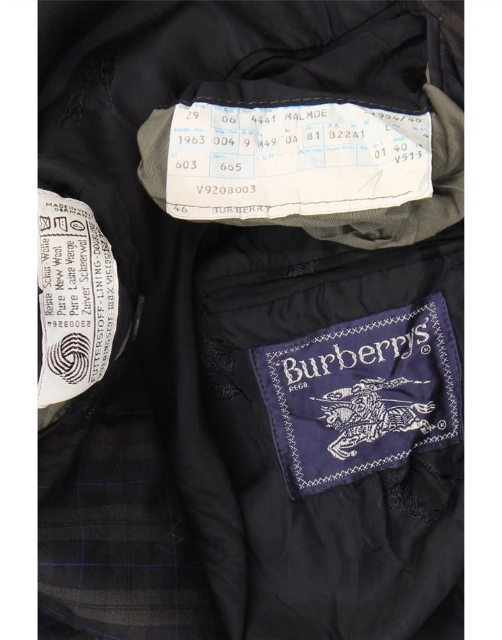 Burberrys Herren-Blazer mit 2 Knöpfen, UK 46 3XL, marineblau karierte Schurwolle