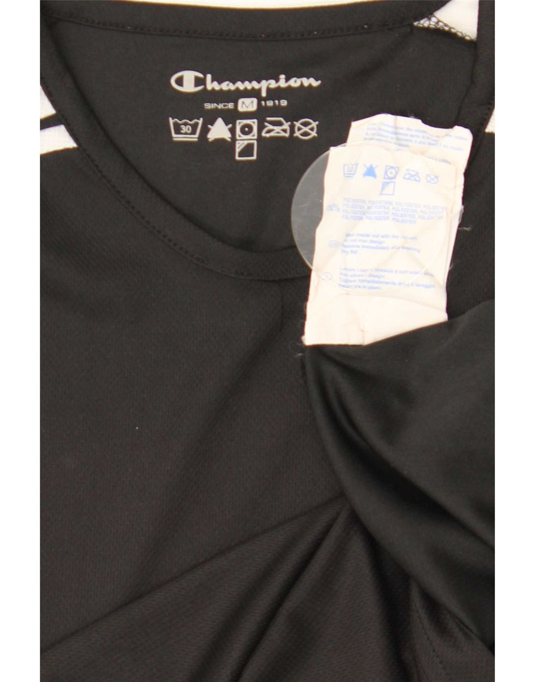 Champion Damen T-Shirt Top UK 12 Mittelschwarzes Colourblock-Polyester