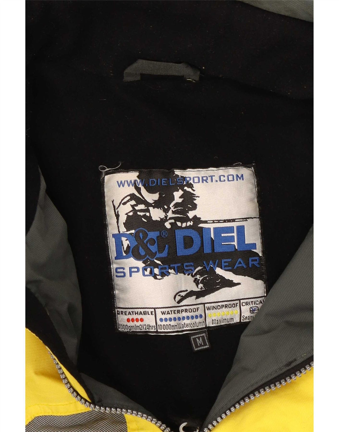Diel Herren-Skijacke mit Kapuze, UK 38, Mittelgelb, Farbblock