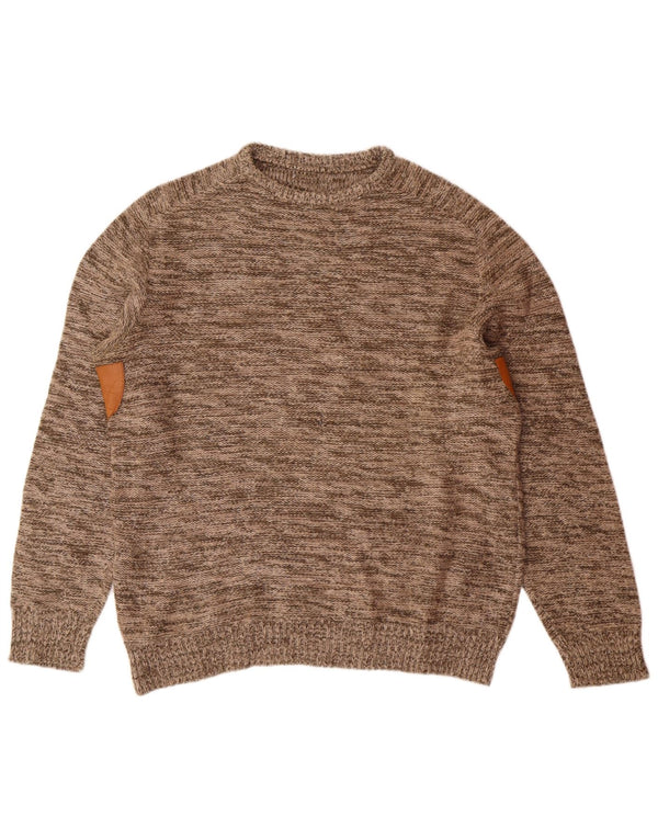 Vintage Mens Crew Neck Jumper Sweater IT 48 Medium Brown Flecked Acrylic
