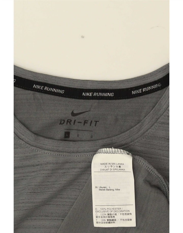 Nike Herren Dri Fit T-Shirt-Oberteil, großes graues Nadelstreifen-Polyester