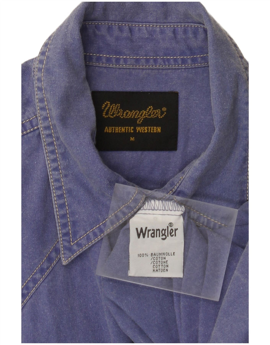 WRANGLER Herrenhemd mittelblaue Baumwolle