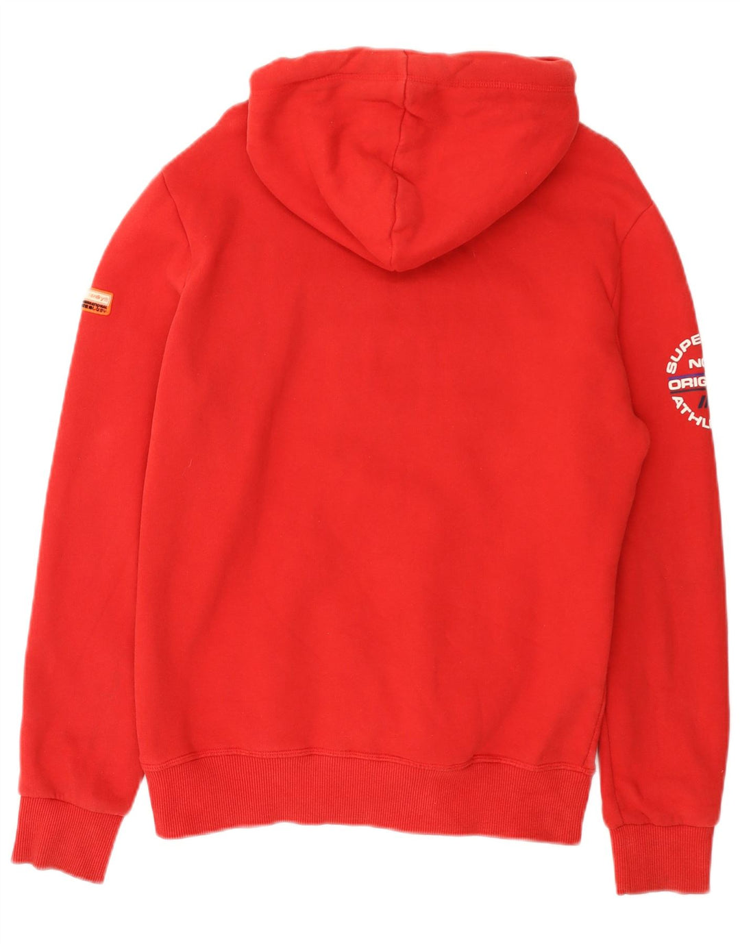 Superdry Herren-Kapuzenpullover mit grafischem Muster, mittelrote Farbblock-Baumwolle