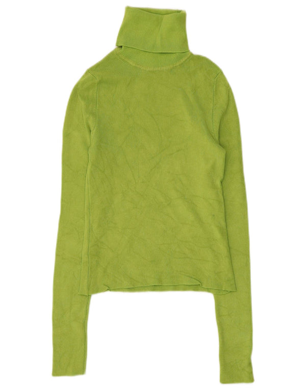 Zara Damen Crop Rollkragenpullover Pullover UK 8 Small Grüne Viskose