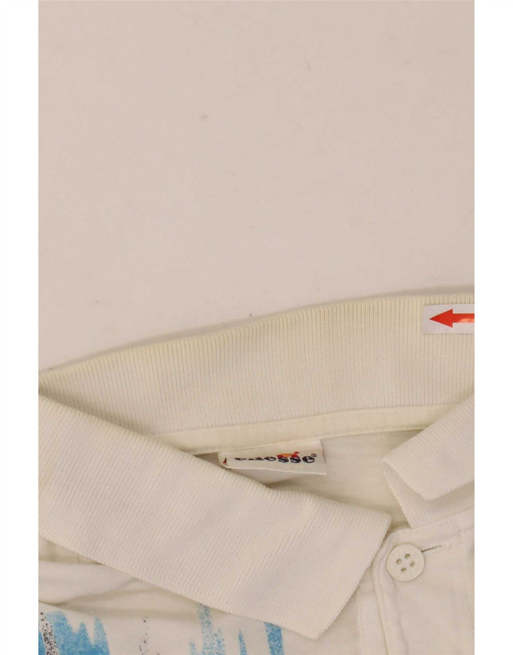 Ellesse Herren-Poloshirt mit abstraktem Muster, mittelweiß