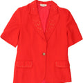 VINTAGE Womens Short Sleeve 1 Button Blazer Jacket UK 12 Medium Red Vintage Vintage and Second-Hand Vintage from Messina Hembry 