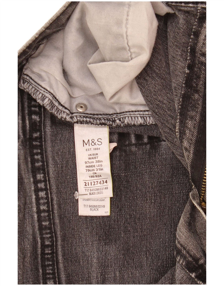 Marks & Spencer Herren Straight Jeans W38 L31 Schwarze Baumwolle