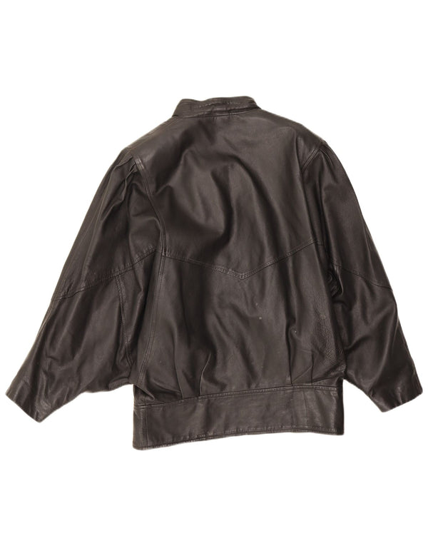 Vintage Damen Übergroße Lederjacke UK 10 Kleines schwarzes Leder