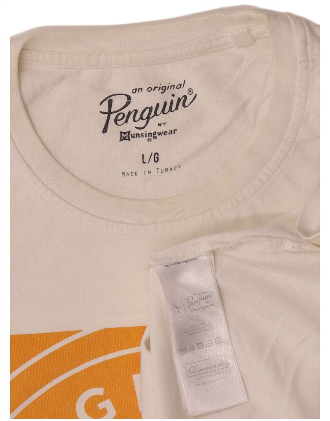 Penguin Herren-T-Shirt mit Grafik, Größe L, aus weißer Baumwolle