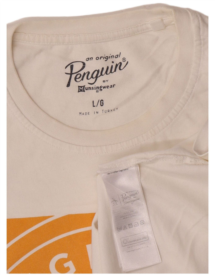 Penguin Herren-T-Shirt mit Grafik, Größe L, aus weißer Baumwolle