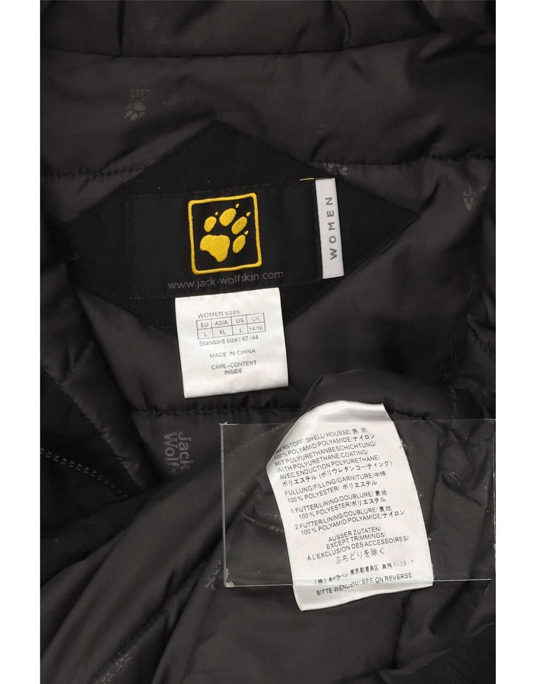 JACK WOLFSKIN Womens Hooded Windbreaker Jacket UK 14/16 Large Black Vintage Jack Wolfskin and Second-Hand Jack Wolfskin from Messina Hembry 