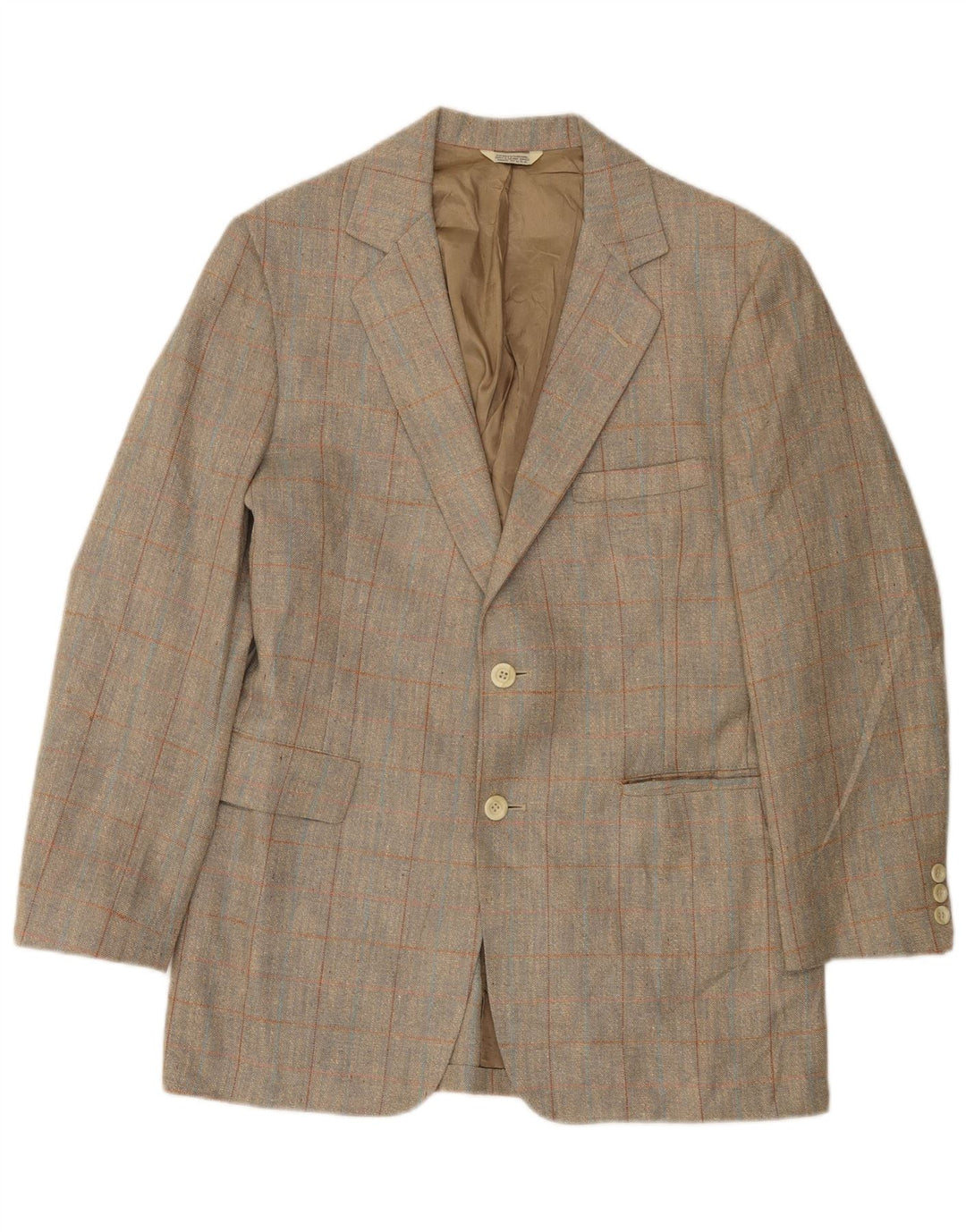 Oakmont Herren-Blazer mit 2 Knöpfen, Größe 39, mittelbraun kariert