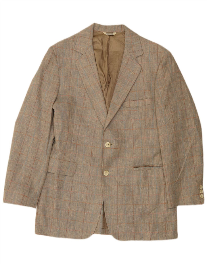 Oakmont Herren-Blazer mit 2 Knöpfen, Größe 39, mittelbraun kariert