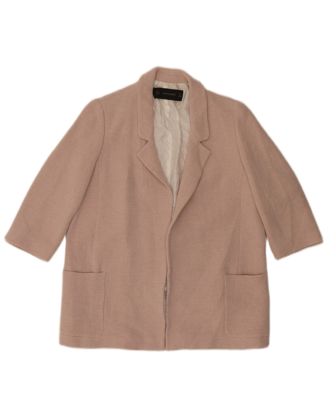 ZARA Damen-Blazer, übergroß, offen, 3/4-Ärmel, Gr. 10, Rosa