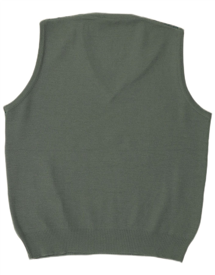 Vintage Herren Weste Tank Top IT 52 Große grüne geometrische Wolle