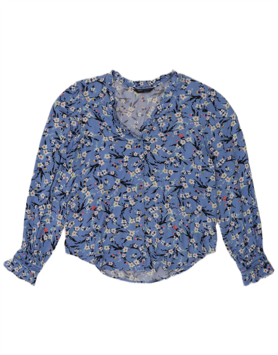 Marks & Spencer Damen-Hemdbluse in Übergröße, Gr. 8, klein, blau geblümt