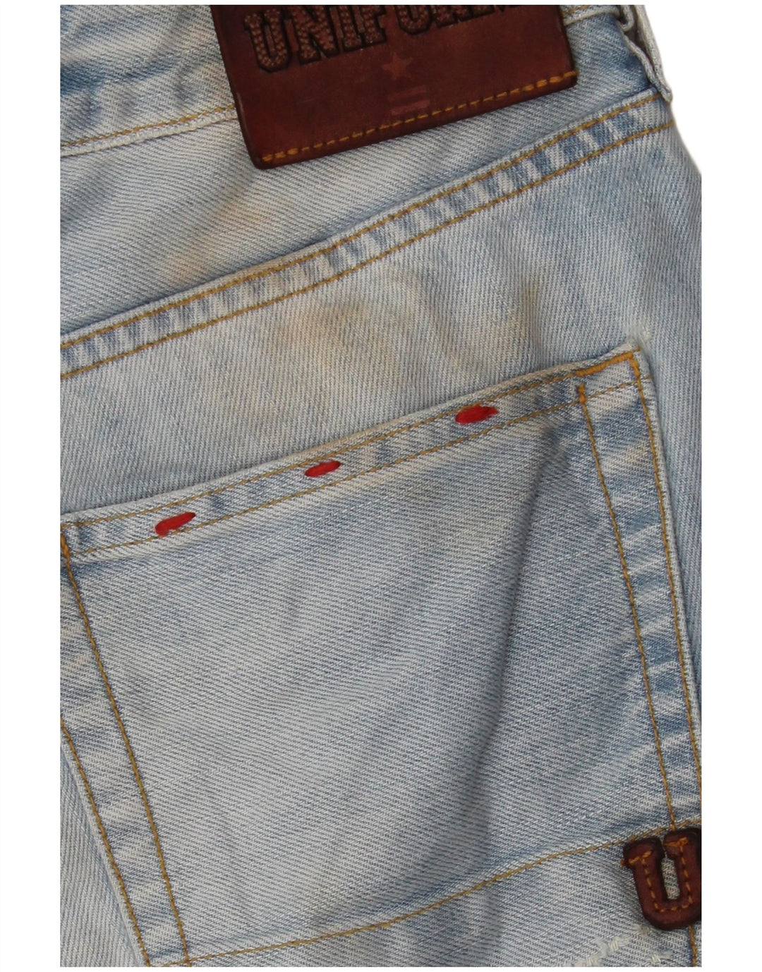 Uniform Herren-Jeansshorts im Distressed-Look, W30, mittelblau, Baumwolle