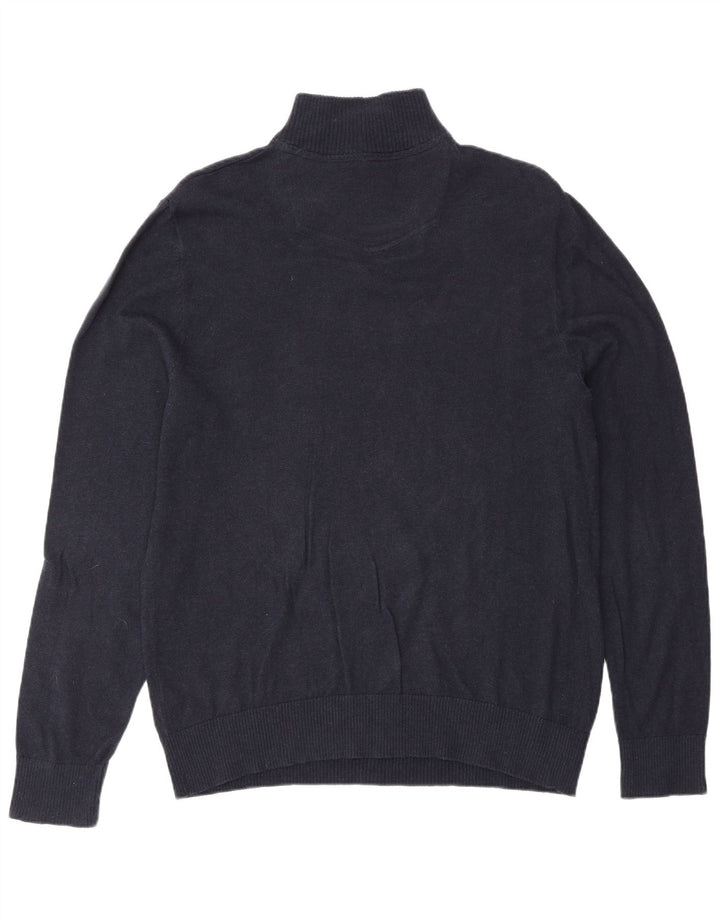 Fat Face Herren-Pullover mit Reißverschluss am Hals, groß, marineblaue Baumwolle