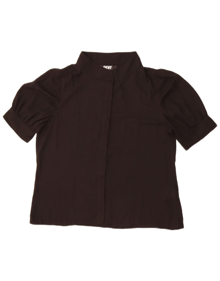 Dkny Damen Kurzarm-Hemdbluse UK 18 XL Schwarz Polyester