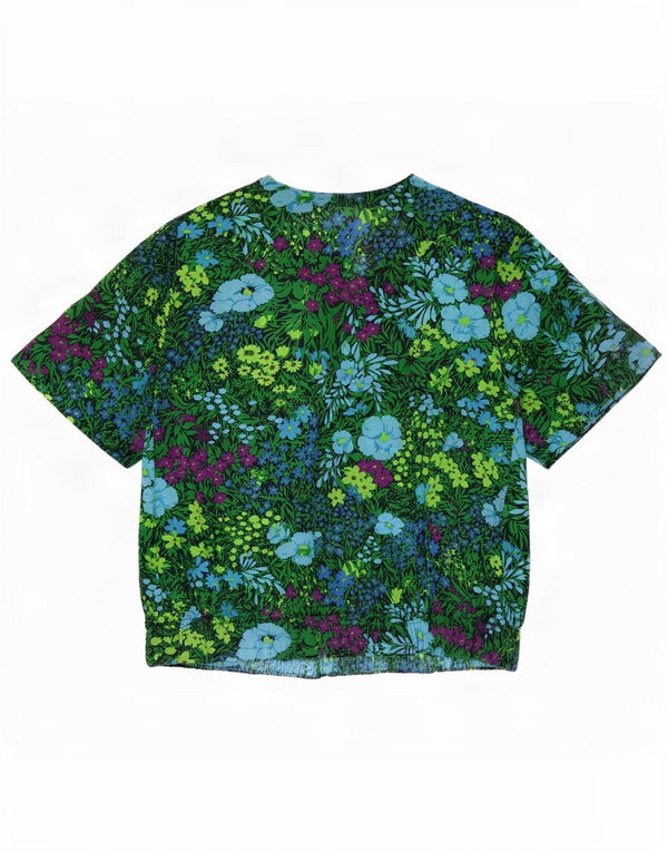 Vintage Damen Bluse Top EU 40 Mittelgrünes florales Acetat
