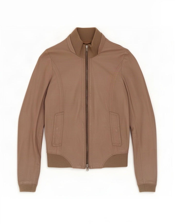 Zen Damen Bomber-Lederjacke UK 10 Small Brown