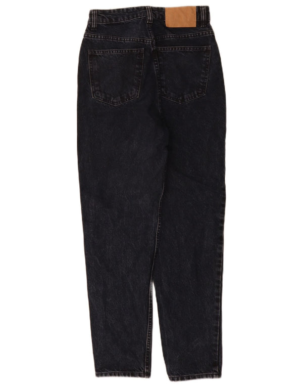 Zara Damen High Waist Tapered Jeans EU 34 2XS W24 L28 Marineblaue Baumwolle