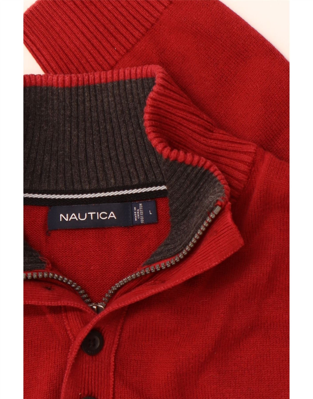 NAUTICA Herren-Pullover mit Reißverschluss am Hals, große rote Baumwolle